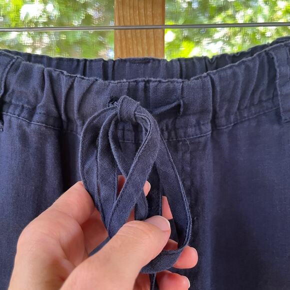 Allen Allen Women's Navy 100% Linen Cropped Pants Size S - Picture 4 of 7